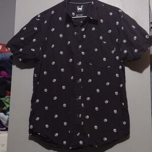 Wxyz running peace signs Pocket Casual Button Down Shirt size large